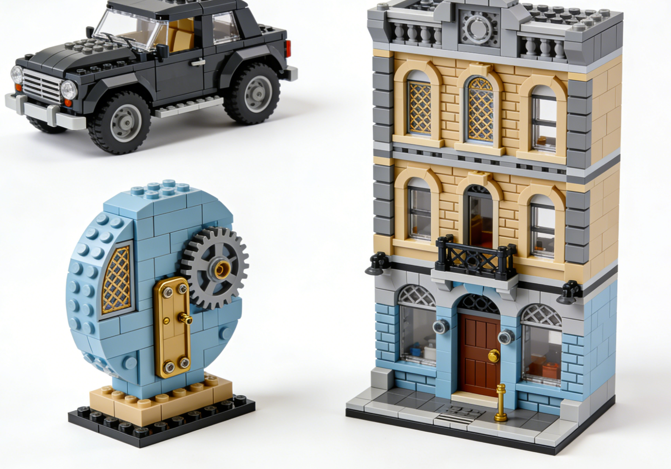 Detailed architectural adult building brick set on a display shelf