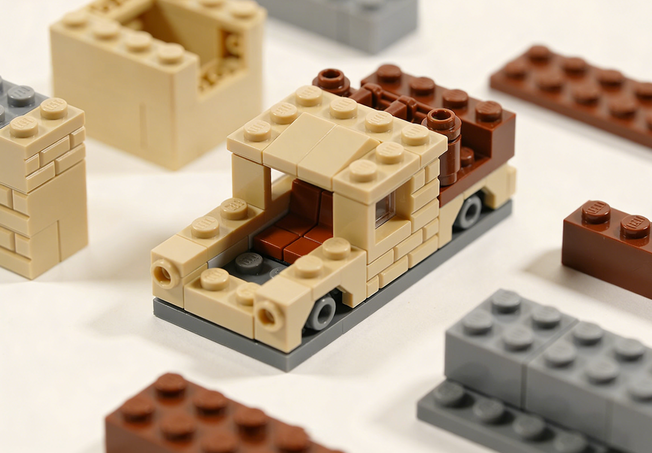 A collection of diverse car model building kits, blocks, and bricks, showcasing intricate detail and vibrant colors.