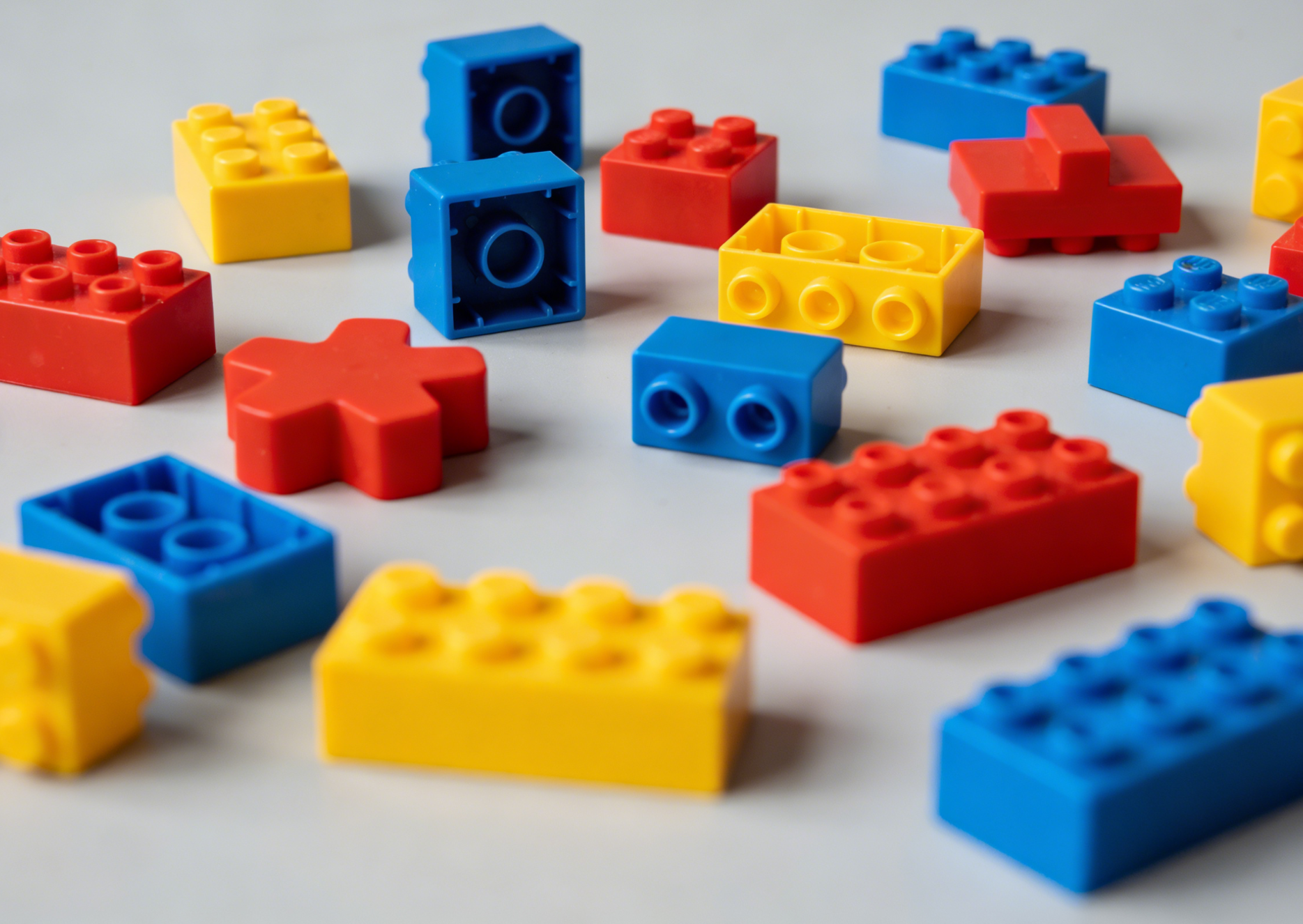 A collection of colorful mini block building sets depicting various miniature structures and characters