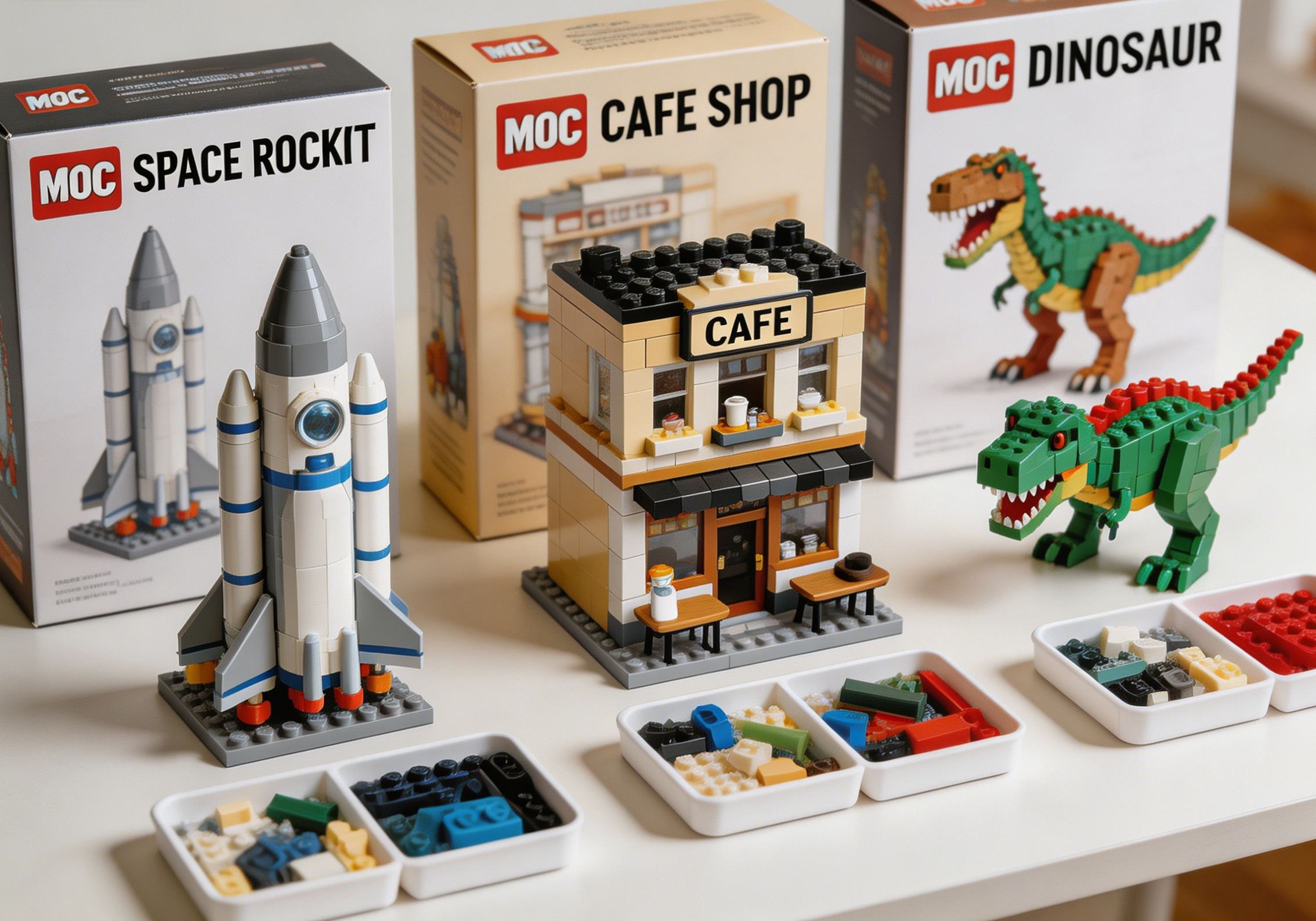 Detailed MOC building block set featuring a complex architectural model