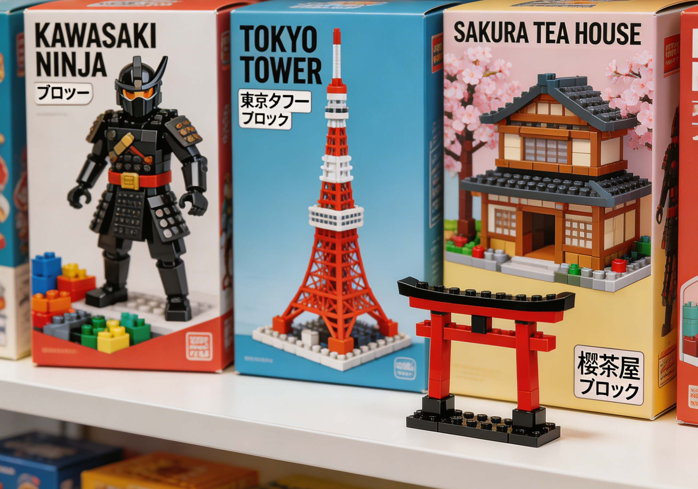 Intricate Japanese building block model of a temple