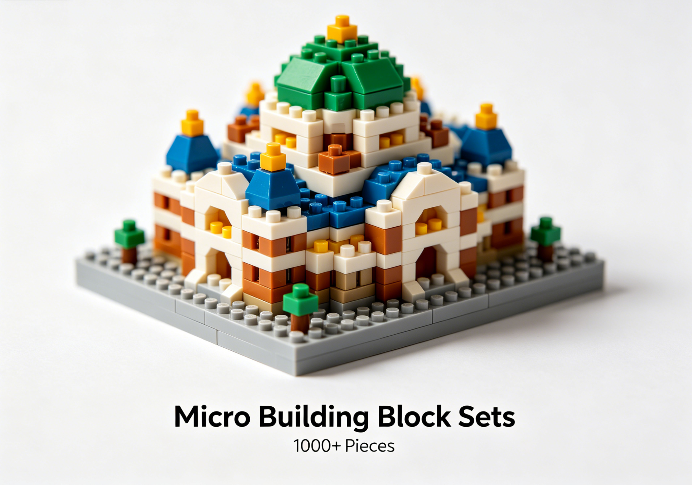 Intricate micro building block set depicting a detailed cityscape
