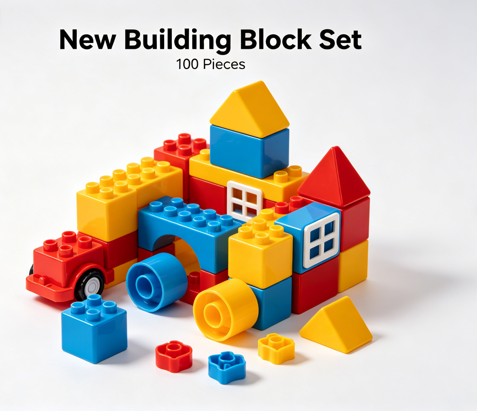 Colorful new building block and sets arranged creatively