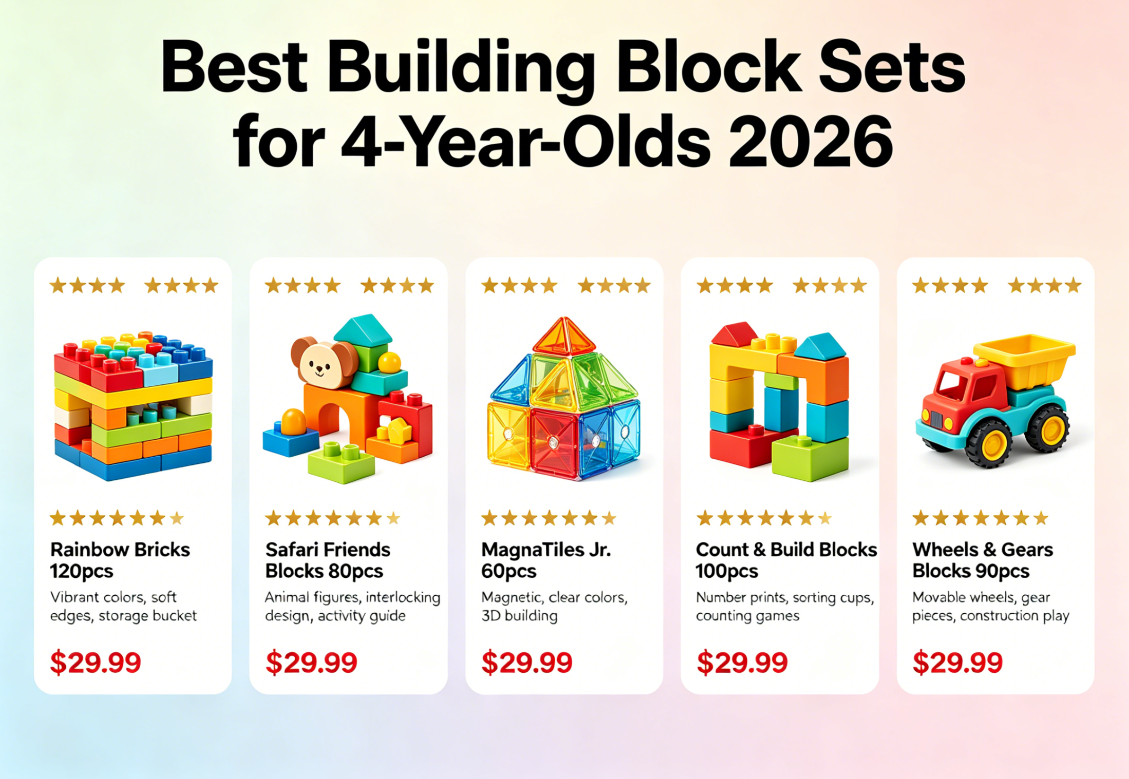 A colorful collection of building blocks arranged creatively for preschool children