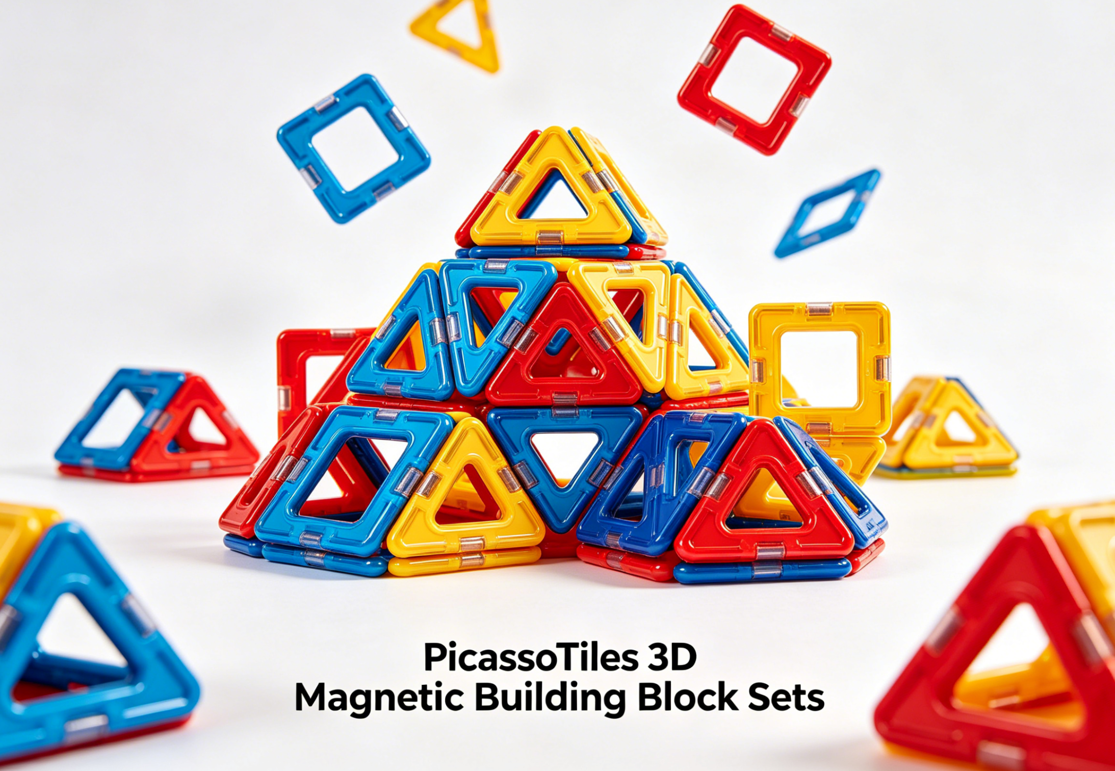 Children playing with vibrant PicassoTiles 3D magnetic building block sets on a sunlit floor