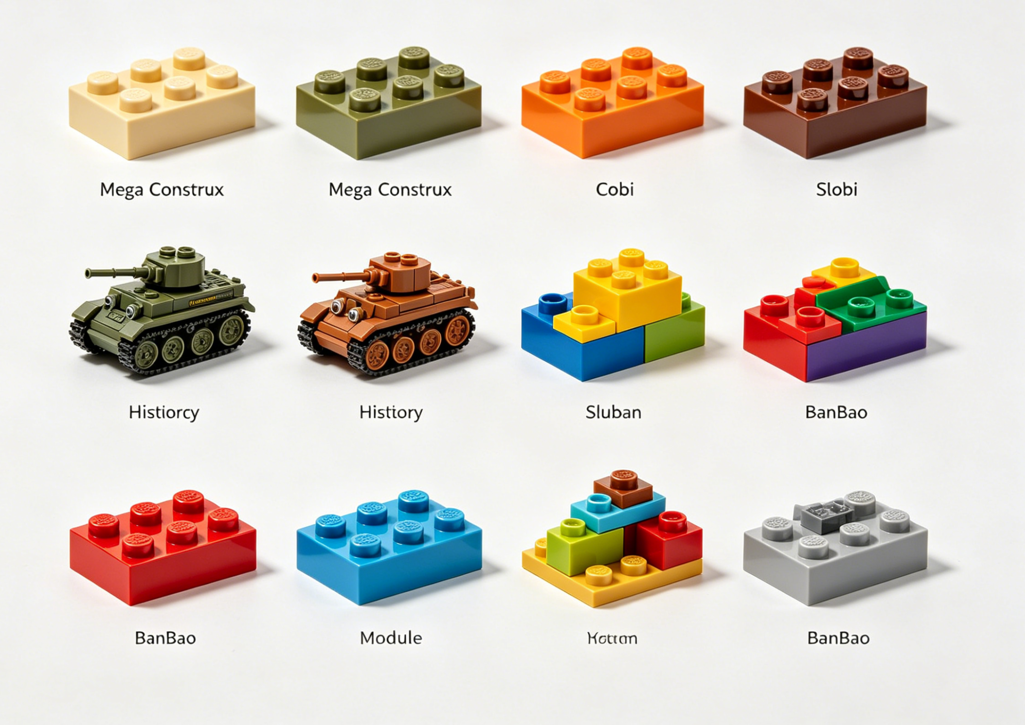A collection of various colorful plastic building blocks scattered on a table representing different building options