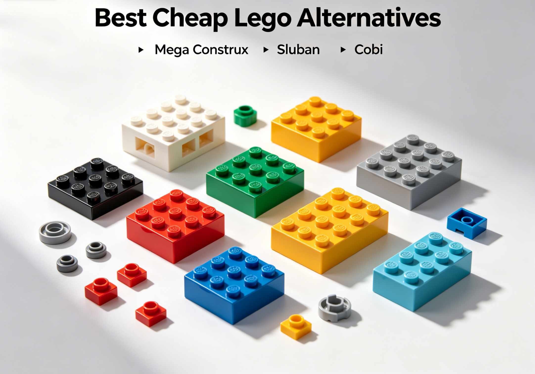 A collection of colorful and intricate brick building sets displayed on a shelf