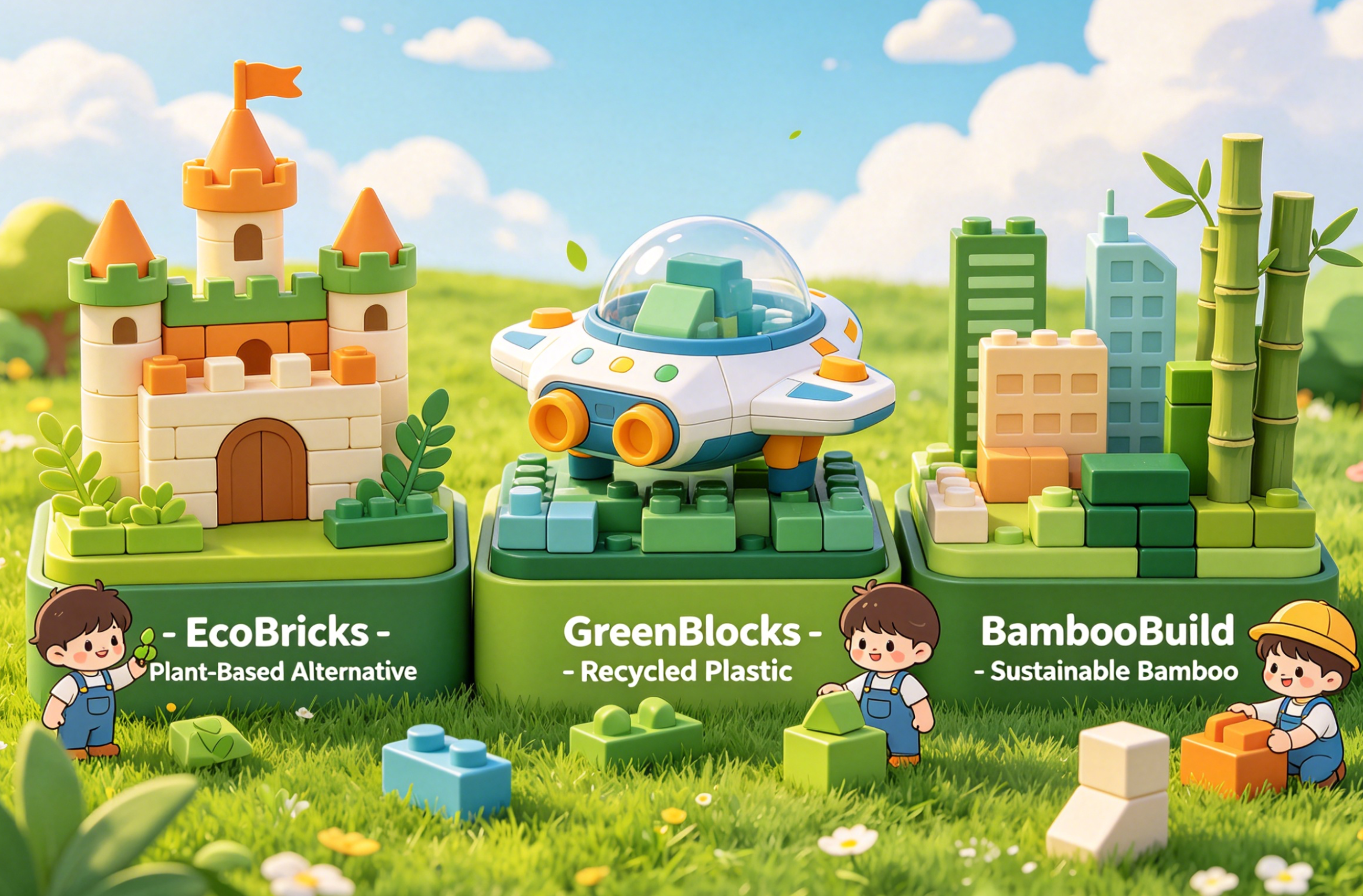 A collection of diverse building brick sets showing complex architectural details
