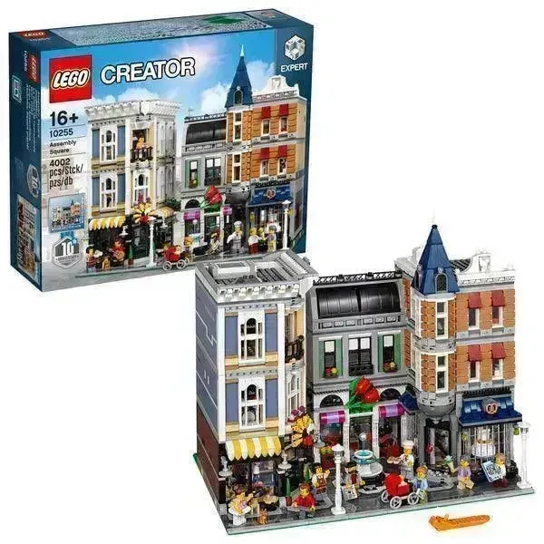 A detailed overhead view of the LEGO Creator Expert Assembly Square set 10255