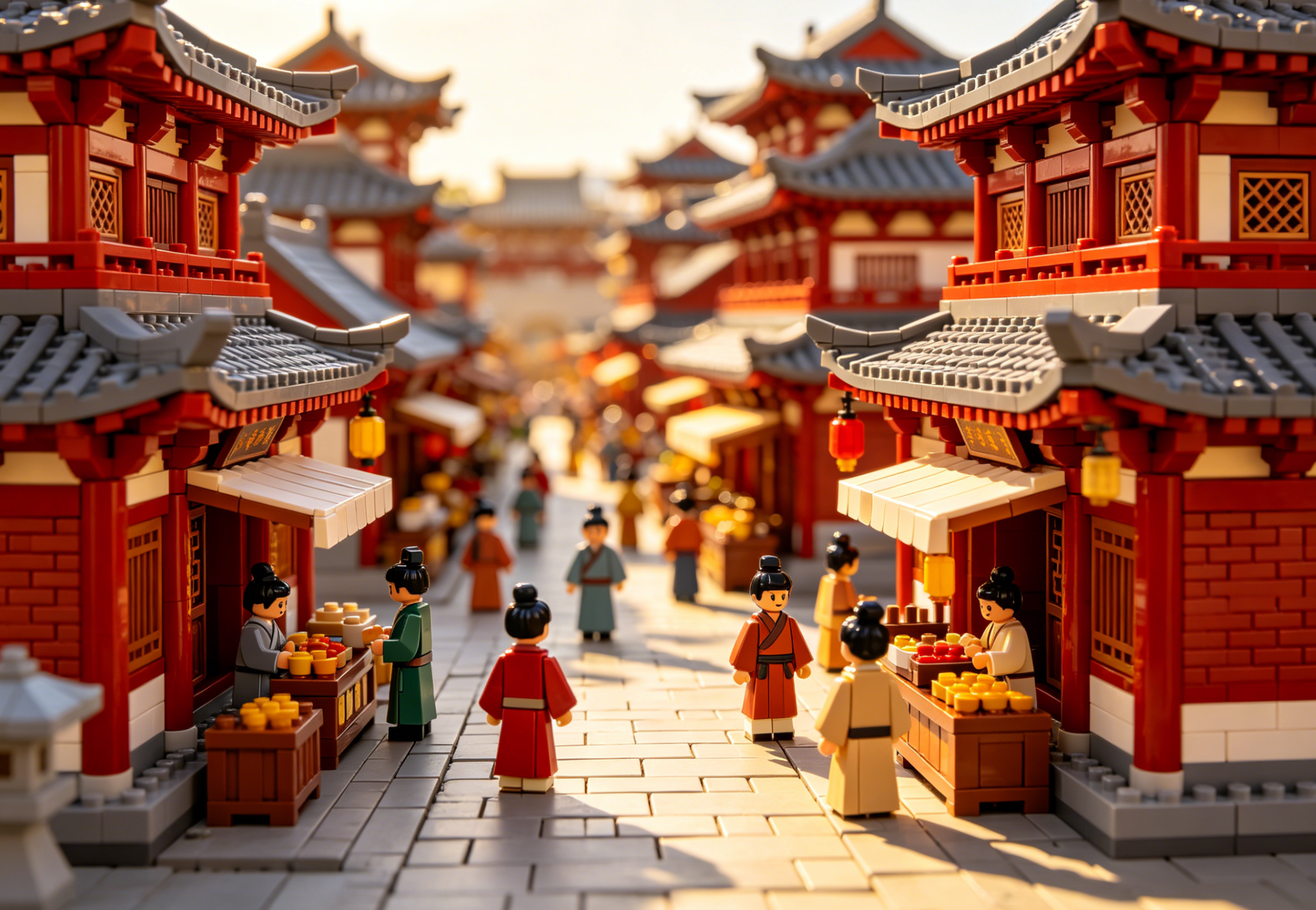Ancient Chinese Town Blocks and Tang Dynasty Building Sets Showcase