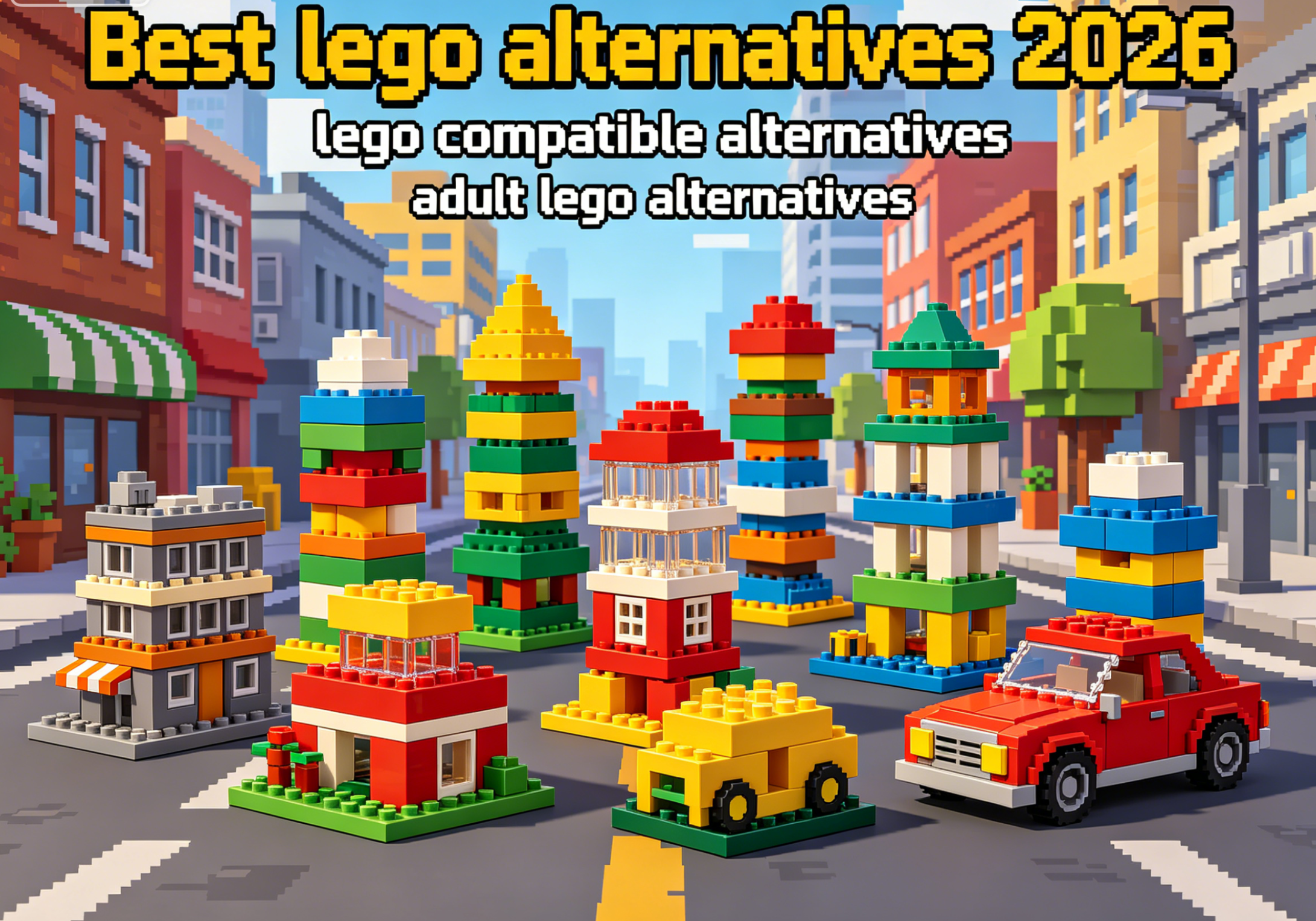 High-quality building block sets displayed on a shelf