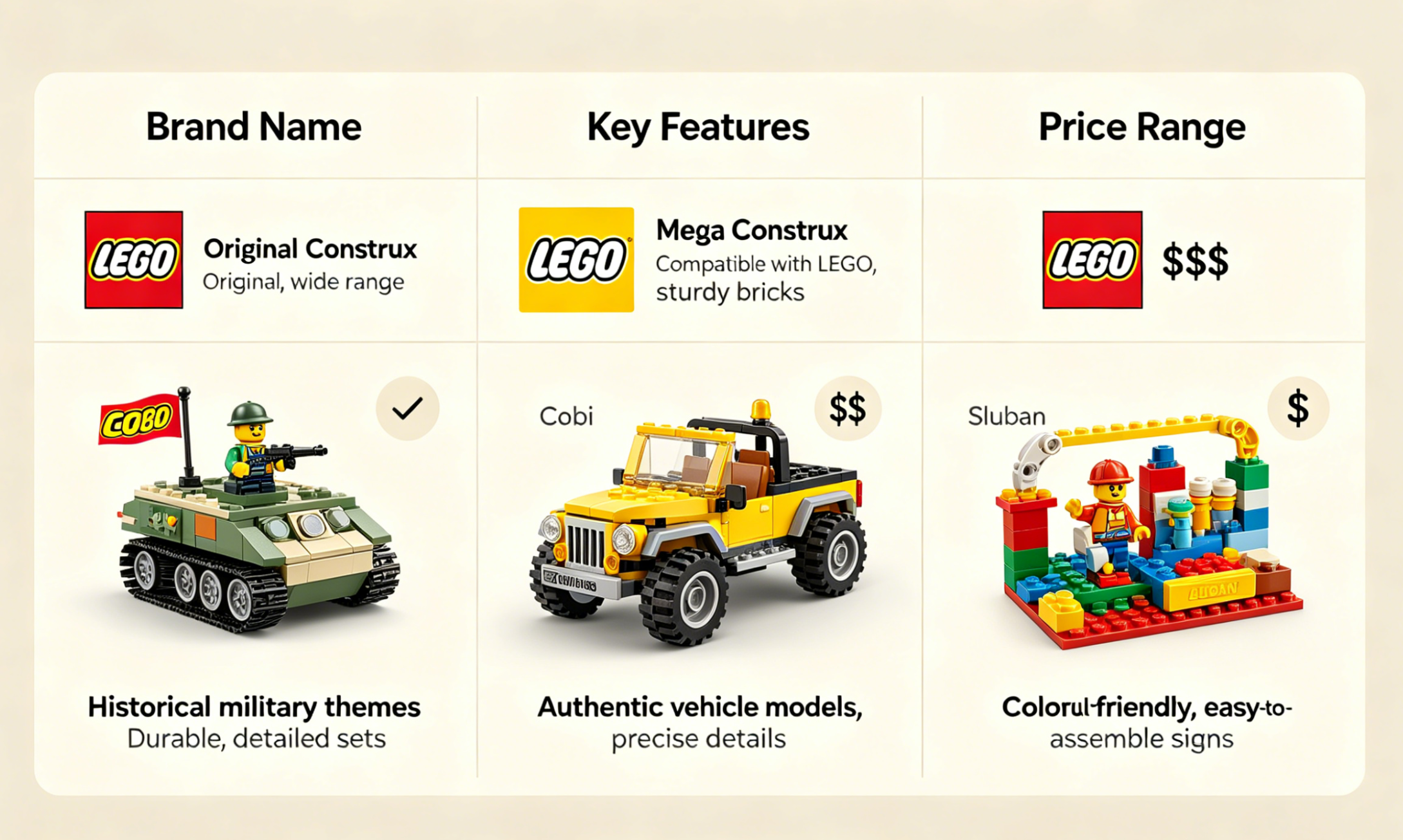 A collection of colorful building bricks from various LEGO alternative brands.