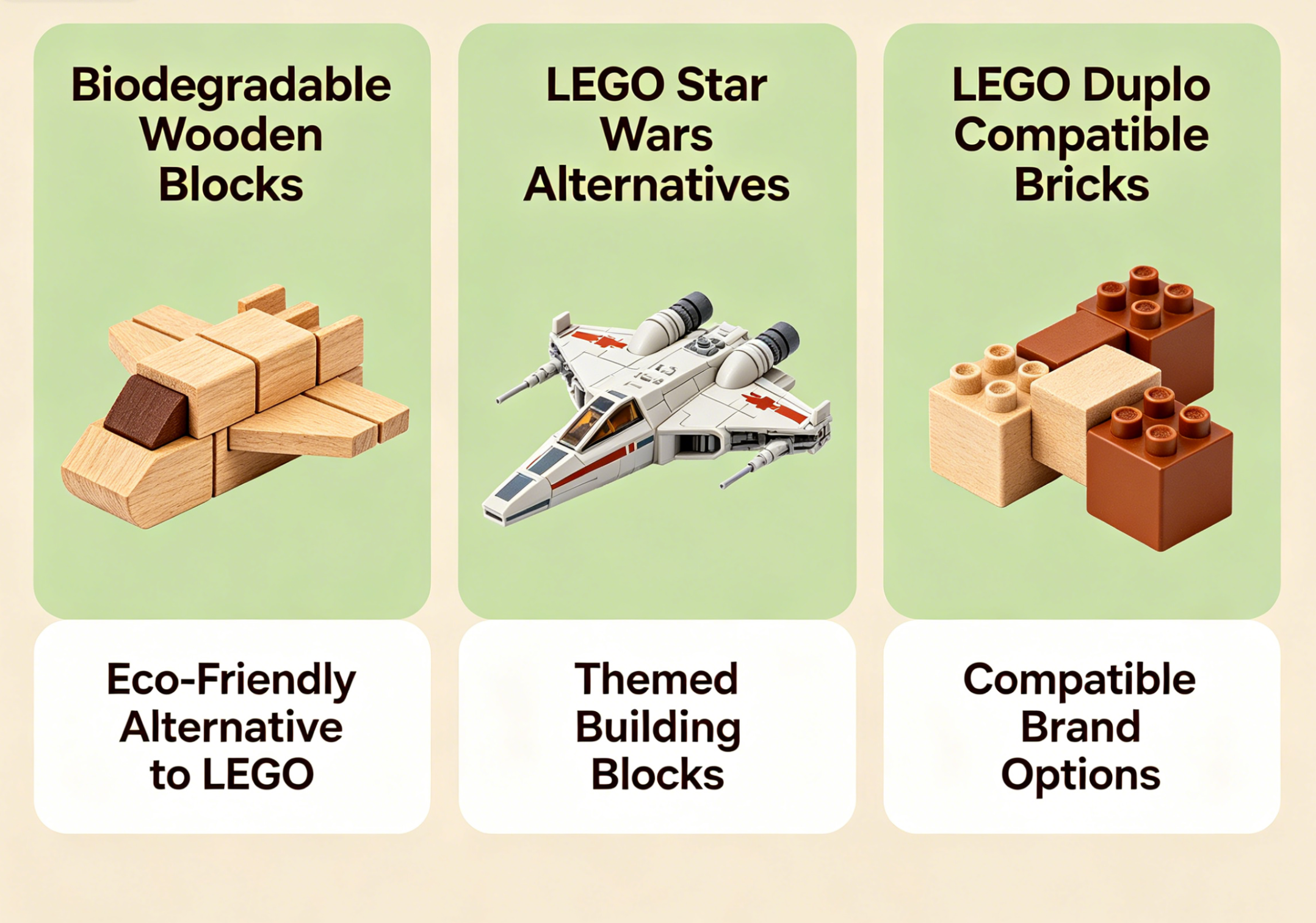A colorful collection of alternative building blocks, including wooden and plastic types