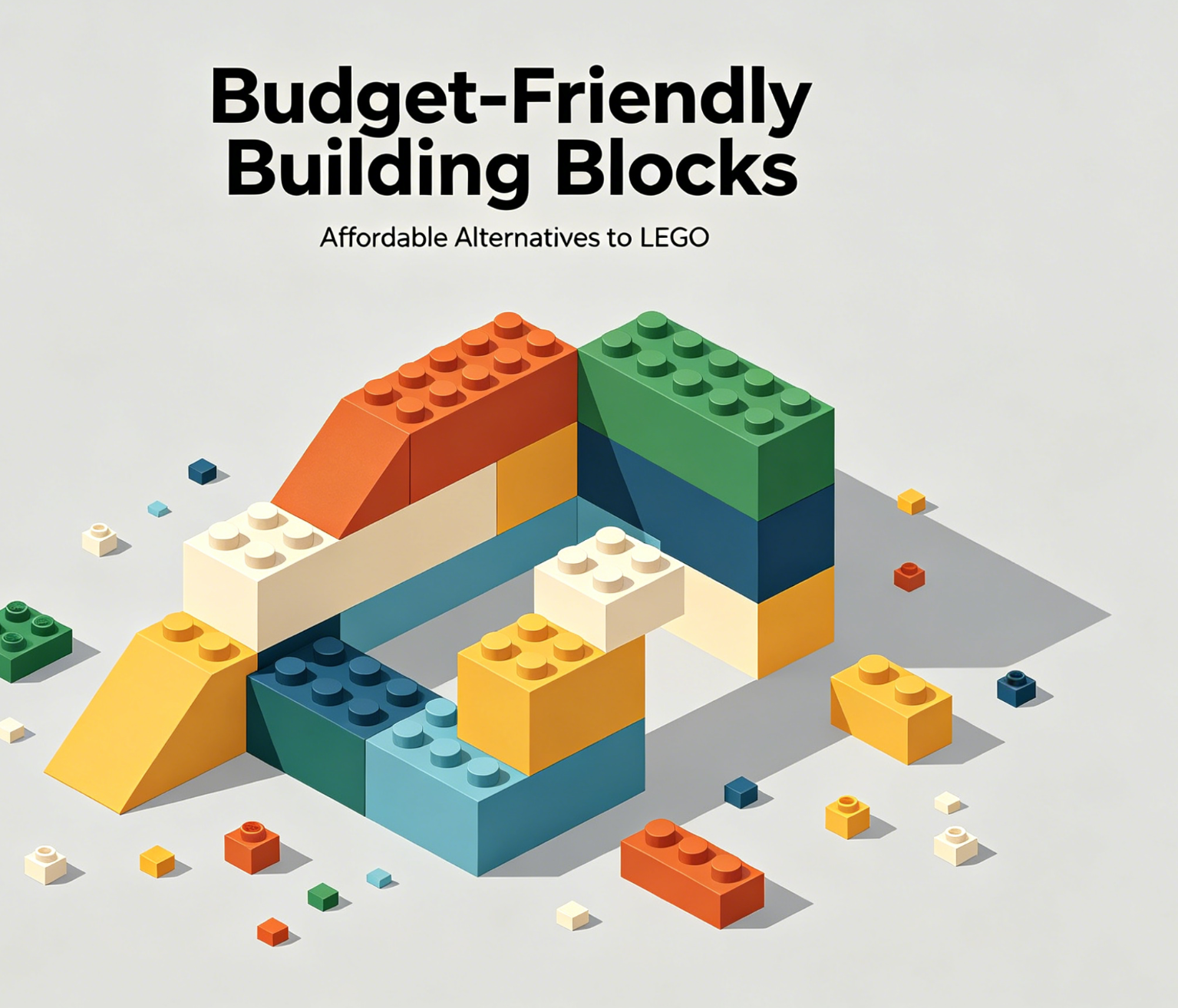 A colorful collection of various high-quality building blocks from LEGO alternative brands