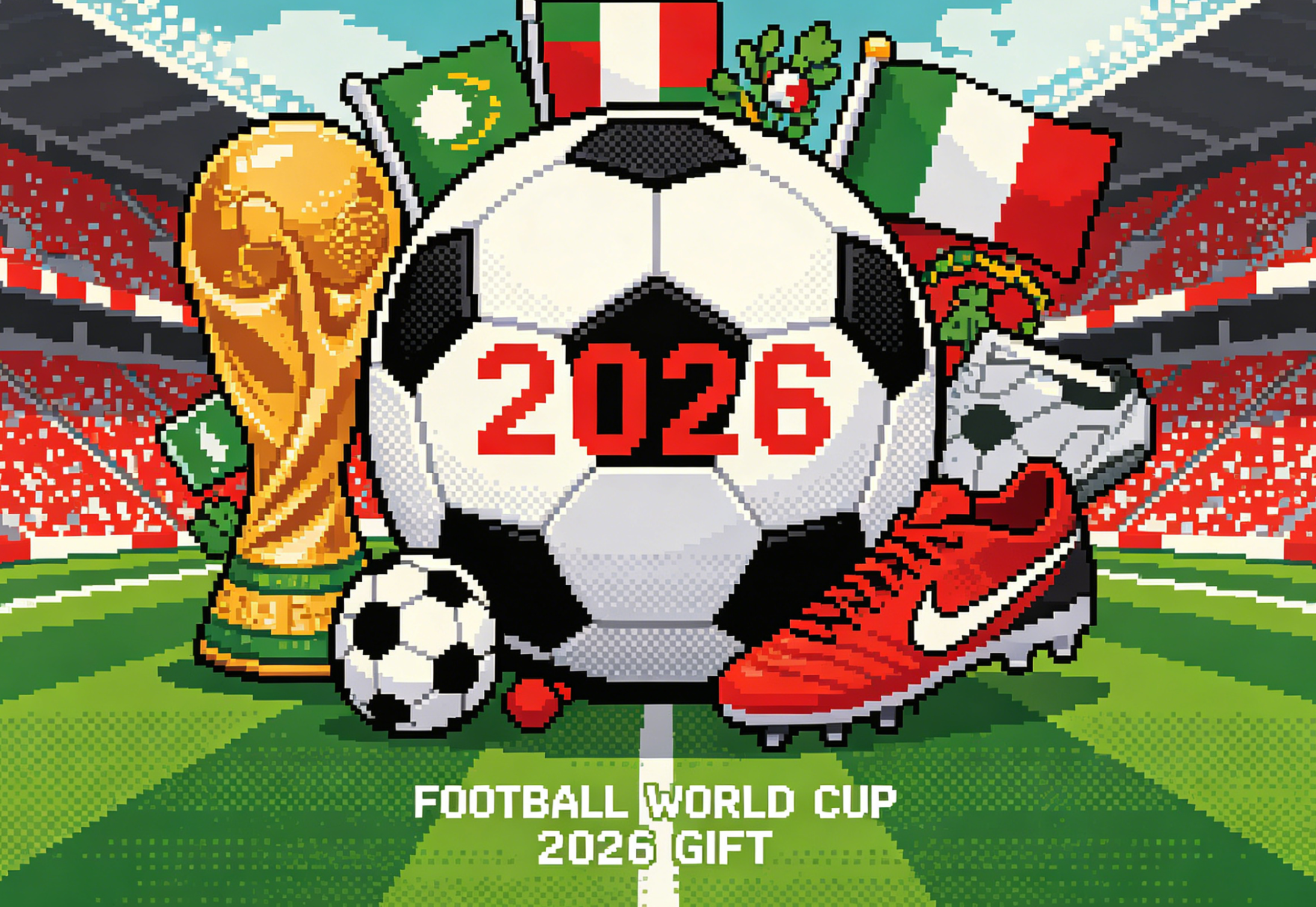 A collection of vibrant World Cup 2026 themed souvenirs