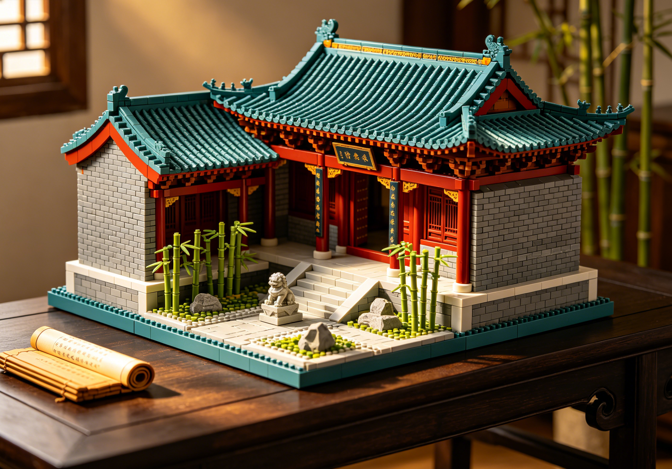 A beautifully detailed Chinese academy building block set showcasing traditional architecture