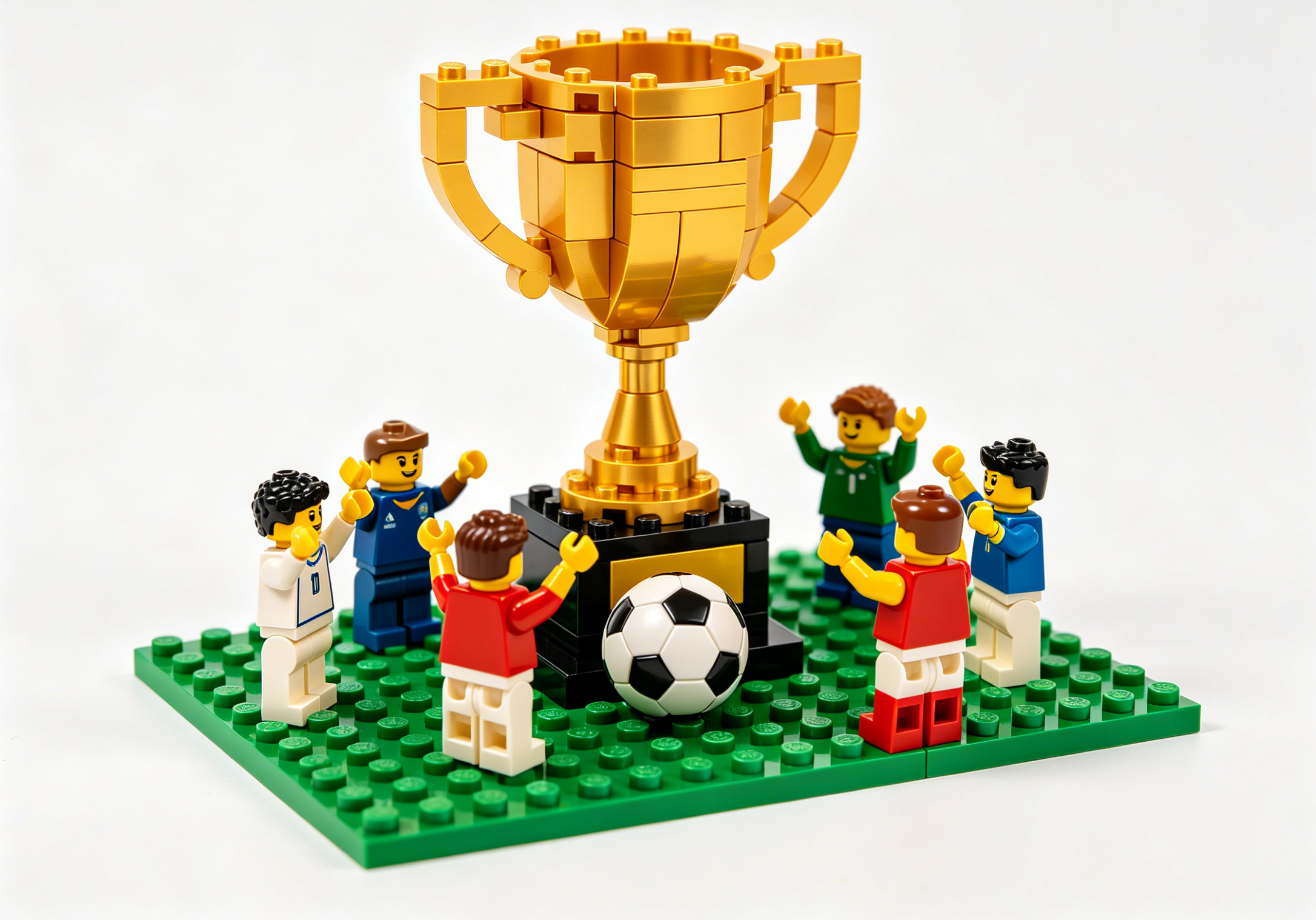 A detailed collectible model of a football stadium celebrating a World Cup match