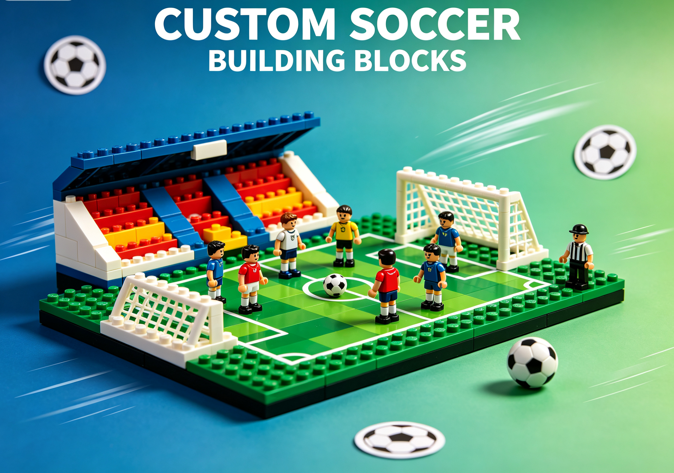 A detailed brick-built model of a famous soccer stadium on display