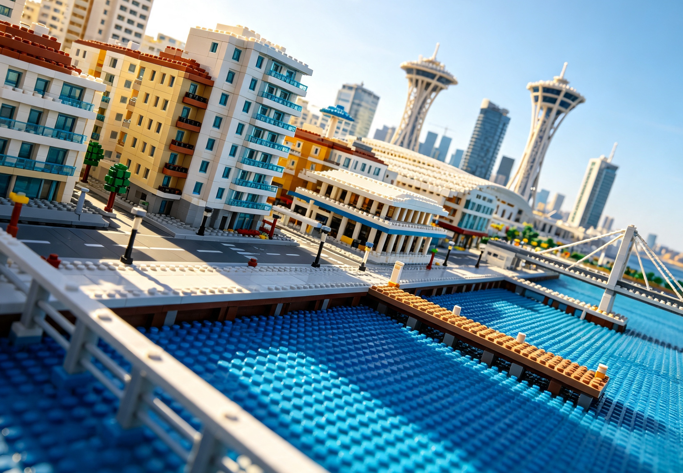 A detailed architectural model of Tianjin's waterfront skyline