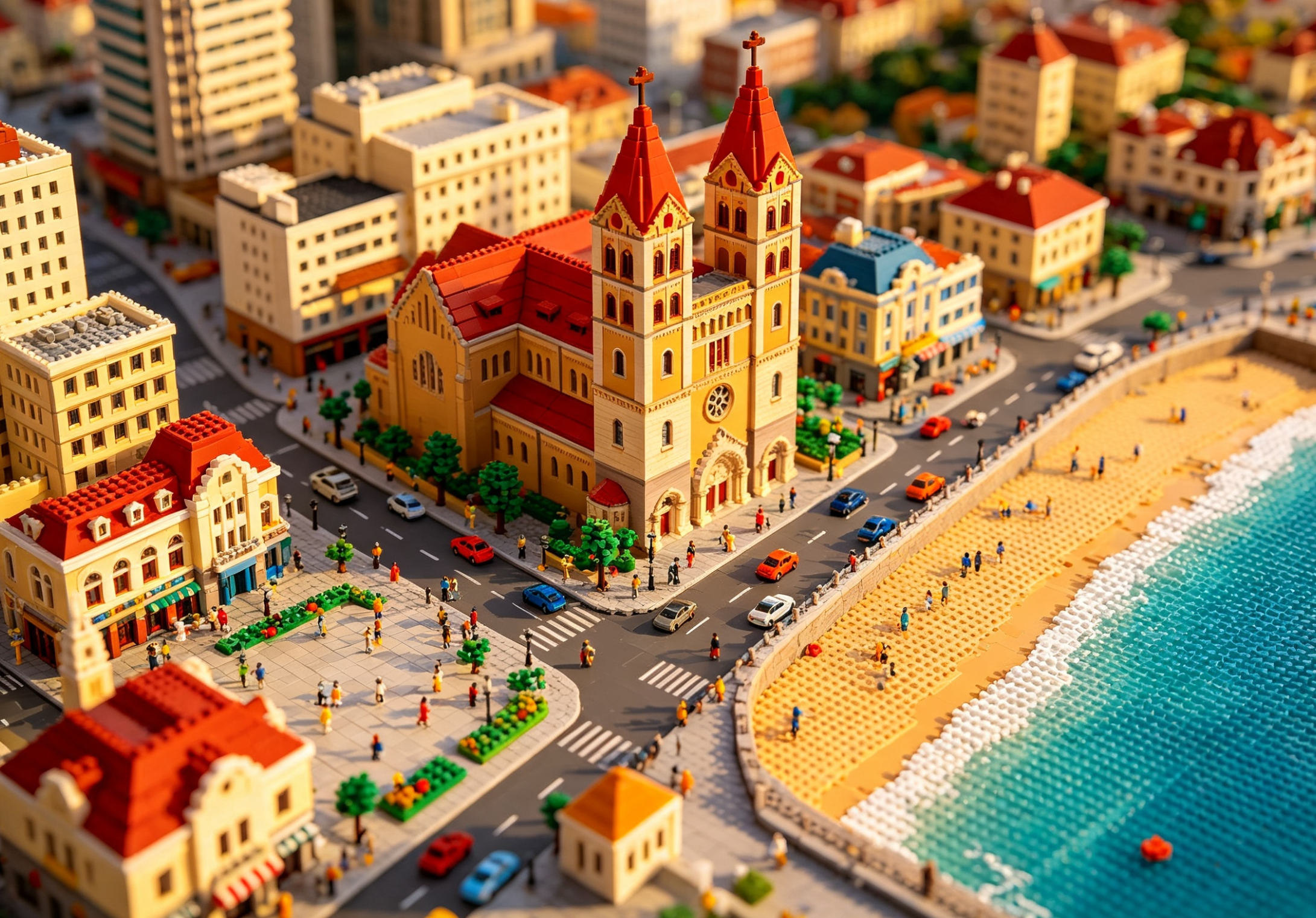 A beautifully constructed Qingdao seaside building set showcasing its unique architecture and coastal features.