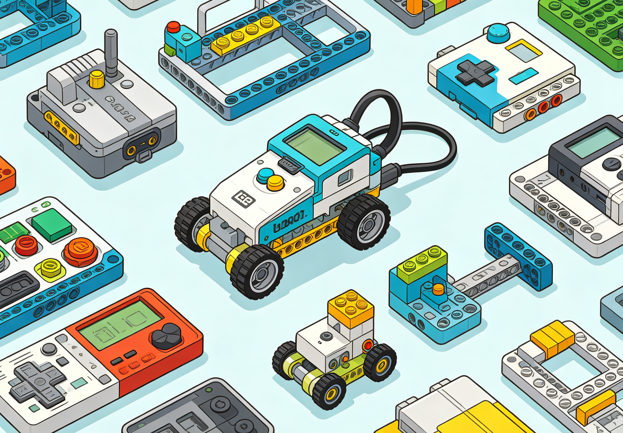 A colorful collection of various alternative building bricks in 2026